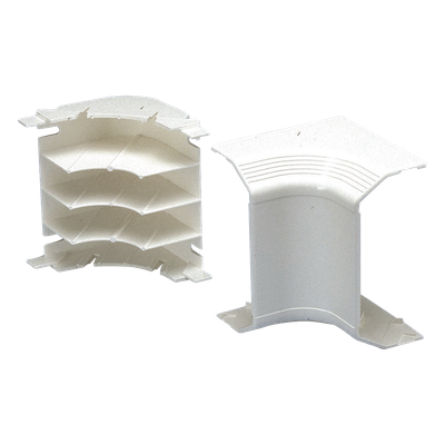 Esquinero Interior para Canaleta / PVC Rígido / Doble Cara / Radio de Curvatura 1 in / UL94V-0 / Blanco Mate