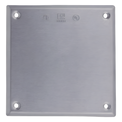 Tapa ciega cuadrada / Aluminio troquelado 1.02 mm / UL-CSA / 2 diámetros 3 mm (0.11′) / 0.039 kg