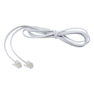 Cable Telefónico RJ11 / Plano / UTP Cat5e / 2 Pares / 1.5 m (4.92 ft) / Blanco