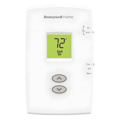 Termostato No Programable / 1 Etapa Calor/Frío / Alimentación 20-30 VAC o Baterías AAA / Terminales R, RC, C, W, Y, G, O, B / Formato Vertical