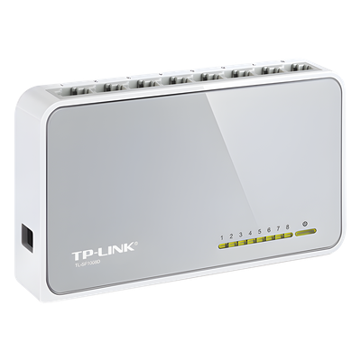 Switch de escritorio / 8 puertos / 10/100 Mbps / Auto-MDI/MDIX / Green Ethernet / 5.3×3.1×0.9 in