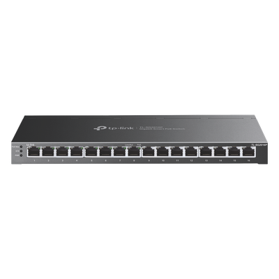 Switch Administrable / 16 Puertos Gigabit / 8 Puertos PoE 802.3af/at / 120W / Sin Ventilador / 32 Gbps / Omada SDN