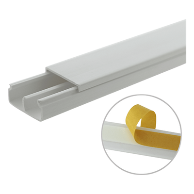 Canaleta PVC / 20 x 10 mm / División Interna / 1.83 m (6 ft) / Auto-extinguible / Cinta Adhesiva / NOM-001-SEDE