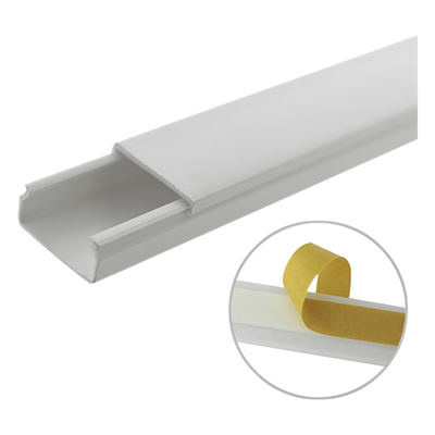 Canaleta de PVC / 20 x 10 mm / 1.83 m (6 ft) / Sin División / Autoextinguible / Adhesiva / Anti-UV