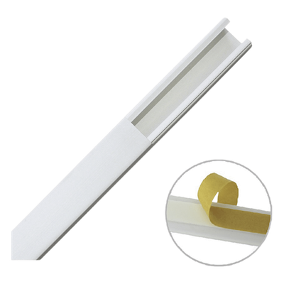 Canaleta PVC / 20 x 17 mm / Una Vía / 6 Pies (1.83 m) / Autoextinguible / Cinta Adhesiva / Blanco
