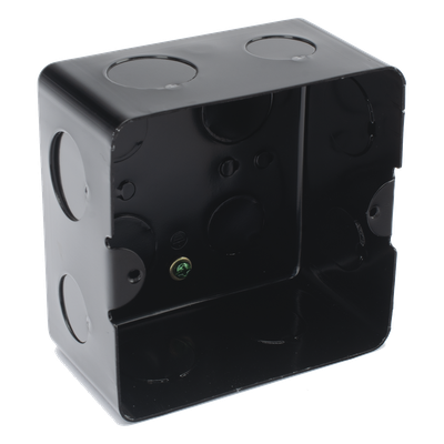 Caja de Registro / Acero Galvanizado 1.45-1.50mm / 10×10 cm (3.94×3.94 in) / Incluye Tapa y Tornillos / Negro