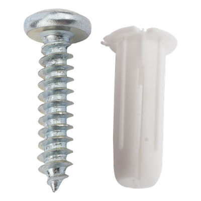 Kit de Fijación / 20 Taquetes 3/4″ y 20 Tornillos 8 mm x 3/4″ (19.1 mm) / Doble Expansión / Carga 40 kg / -50°C a +80°C