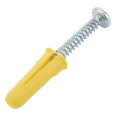 Kit de Fijación / 20 Taquetes de 1″ (25.4 mm) / 20 Tornillos 8 mm x 1″ (25.4 mm) / Doble Expansión / Carga 50 kg / Polietileno HDPE
