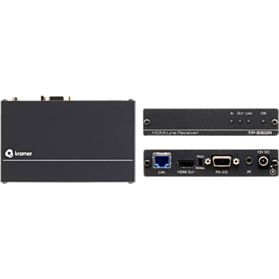 Receptor HDBaseT / 4K60 4:2:0 / HDMI 2.0 / HDCP 2.2 / RS-232 e IR Bidireccional / Extensión 40 m (130 ft) 4K / 70 m (230 ft) Full HD / I-EDIDPro