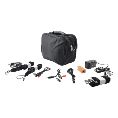 Kit de Accesorios para Probador de Video / Maleta y Cinturón / Cable BNC 30 cm / Fuente 12VDC 2A / Soporte RS485 / Puntas Multímetro / Audio 3.5mm