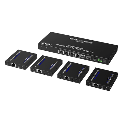 Extensor y Divisor HDMI 1×4 / 4K @ 60 Hz / Hasta 70 m (229.7 ft) / HDR10 / IR Bidireccional / RS232 / PoC