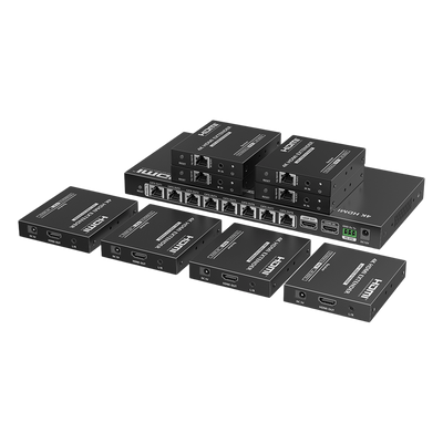 Extensor HDMI sobre IP / 1×8 Distribuidor / 4K @ 60 Hz / 70 m (229.7 ft) / HDR10 / 18 Gbps / PoC / S/PDIF / RS232