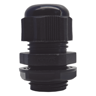 Glándula de Plástico / Rosca NPT 1/2″ / Rango de Cable 6-11 mm / Color Negro / Diseño Compacto