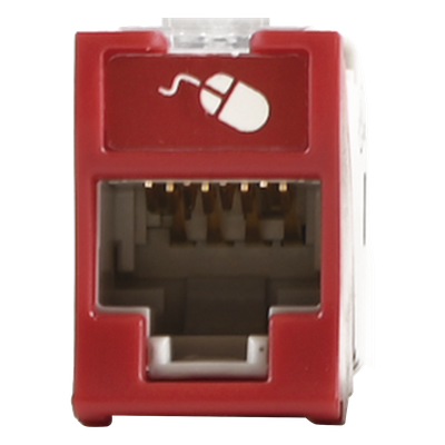 Jack Cat6 / UTP / Montaje Híbrido Plano-Angulado / Rojo / Punch Down 110