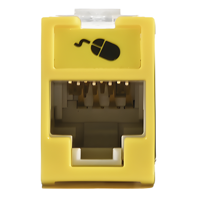 Jack de Cobre / Cat6 UTP / Montaje Híbrido Plano-Angulado / 1 Puerto RJ45 / Amarillo / -10 a 60°C