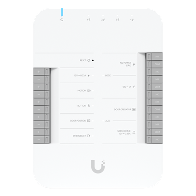 Controlador de Acceso IP / 2 Lectores / 2 Cámaras / 5 Puertos Gigabit / PoE++ 802.3bt / 4 Entradas de Sensor / 2 Terminales AUX