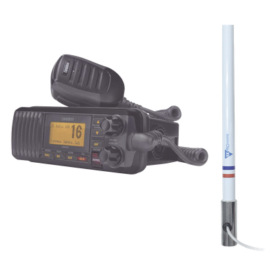 Kit de radio marina con antena de fibra de vidrio / 156-163 MHz / 25W / 2.4 m (7.9 ft) / Omnidireccional / IPX4