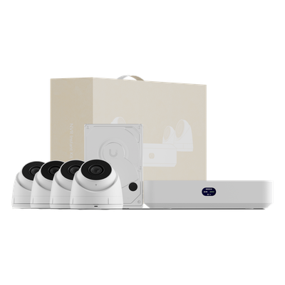 Kit NVR IP / 4 Cámaras 4MP / Switch PoE 6 Puertos / IR 30 m (98.4 ft) / Almacenamiento 1 TB / HDMI