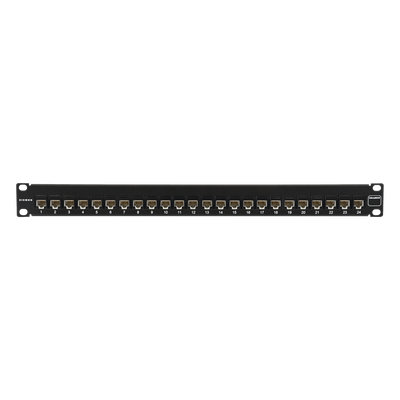 Patch Panel / UTP Cat5e Precargado / 24 Puertos / Plano 1U / Rack 19″