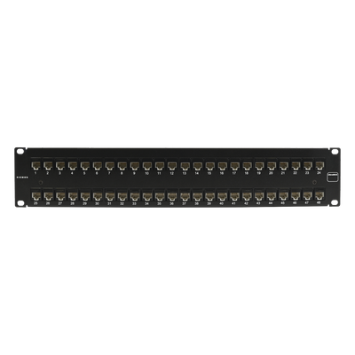 Patch Panel / UTP Cat5e / 48 Puertos / Plano / 2U / 19″ Rack / -10 a 60 °C / UL94 V-0