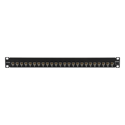 Patch Panel / UTP Cat6A / 24 Puertos Precargados / Plano 1U / Rack 19′