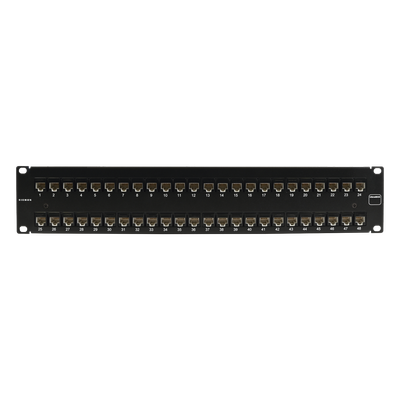 Patch Panel / UTP Cat6A / 48 Puertos / Plano / 2U / Rack 19′