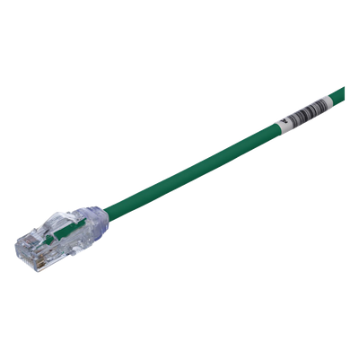 Cable de Parcheo UTP / Cat6A / 28 AWG Diámetro Reducido / CM-LSZH / 0.67 pies (8 pulgadas) / Verde