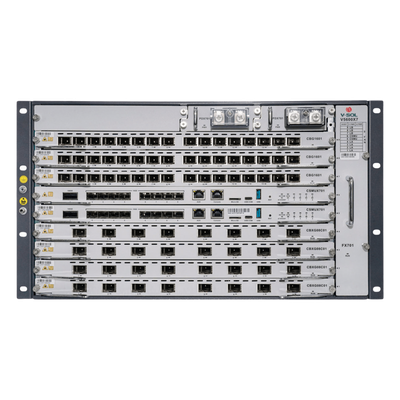OLT Modular Chasis / 7 Ranuras de Servicio / GPON/XGS-PON Combo / 16 Puertos GPON / Intercambio en Caliente / Redundancia 24/7