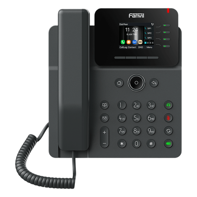 Teléfono IP Empresarial / 4 Líneas SIP / Pantalla Color 2.4″ / Puertos Gigabit / PoE / Conferencia 6 Vías