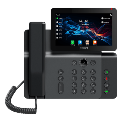 Teléfono IP Empresarial / Pantalla Táctil 7″ / Wi-Fi 6 / Bluetooth 5.4 / 20 Líneas SIP / Cámara 1080p / PoE / Material Antibacterial