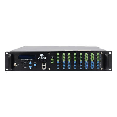 Amplificador Óptico EYDFA / 16 Puertos 1550 nm / Salida 22 dBm / GPON EPON XGS-PON / Gestión SNMP y Web