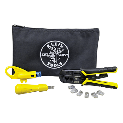 Kit de Instalación de Cable UTP / Pelacables Radial / Ponchadora Modular / Ponchadora 110 / 6 Conectores RJ45-Cat5E / Estuche con Cierre Relámpago