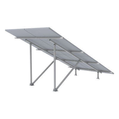 Montaje para Panel Solar / Arreglo 2×2 / Riel 5 de 2700 mm / Módulos 30-35 mm / Viento 151 km/h (93.8 mph) / Inclinación 25°