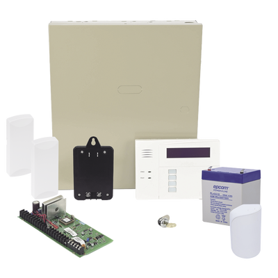 Kit de Panel de Alarma Híbrido / 48 Zonas / Teclado Alfanumérico con Receptor Inalámbrico / 3 Particiones / 254 Eventos