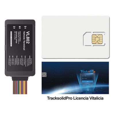 Kit localizador vehicular / 4G LTE con respaldo GSM / BLE / RS485 / Audio bidireccional / SIM incluida 500MB 2 años / Plataforma TrackSolidPro / Compatible sensor ultrasónico UL212 / 105x56x22mm (4.13×2.20×0.87 pulgadas)