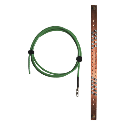 Barra de puesta a tierra / 19in / Cable 6 AWG 2m (6.56 ft) / Terminal compresión doble orificio