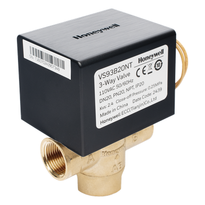 Válvula de Control Eléctrica 3 Vías / Fancoil / Retorno por Resorte NC / 110 V CA / DN20 (3/4″) NPT / PN20 / On/Off