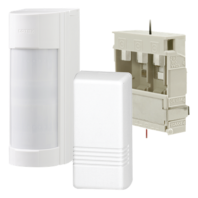 Kit Detector Inalámbrico para Exterior / Dual PIR + Microondas / 12 m (39.4 ft) / 90° / IP55 / Transmisor 2 Zonas / Anti-Enmascaramiento IR