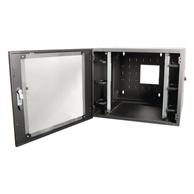 Gabinete de Pared 19in / 12 UR / Abatible / 610 mm (2 ft) de Profundidad / Carga 91 kg (200.6 lb) / Gestión de Cables Integrada