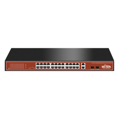Switch PoE de largo alcance / 24 x 10/100Mbps + 2 x SFP Gigabit Combo / 250m / 250W / 802.3af/at/bt / 820 pies