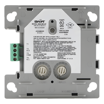 Módulo Relevador Inalámbrico Direccionable / Contactos SPDT Form-C / 3 A a 30 VDC / 2 A a 25 VAC / Red de Malla SWIFT 902-928 MHz
