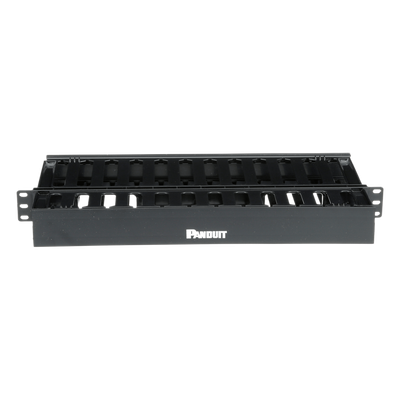 Organizador de Cables Horizontal / Doble Frontal y Posterior / Rack 19in / 1UR / ABS Monolítico / Categoría 5e/6