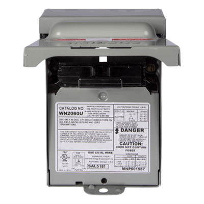 Interruptor de seguridad / 2 polos 60A / NEMA 3R exterior / 10kA / 240V / 9×12.2×17.9 pulg (0.23×0.31×0.45 m)