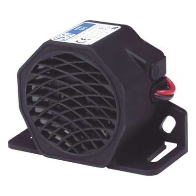 Alarma de Reversa Vehicular / 107 dBA / 12-24 VDC / Sensor de Ruido Ambiental / Nylon Reforzado con Fibra de Vidrio / -40 °F a 185 °F (-40 °C a 85 °C)