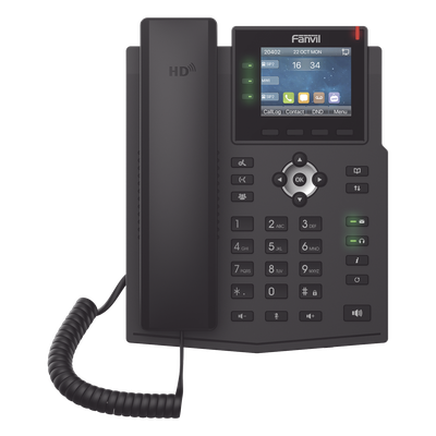 Teléfono IP / 6 Líneas SIP / Pantalla LCD Color 2.8″ / Audio HD / Conferencia 3 Vías / Puertos Gigabit / PoE 802.3af