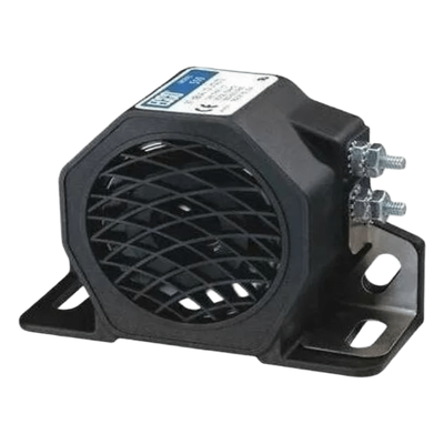 Alarma de Reversa Vehicular / 87 dBA / 12-80 VDC / Ajuste Automático de Sonido / Rango de Temperatura -40°F a +185°F (-40°C a +85°C)