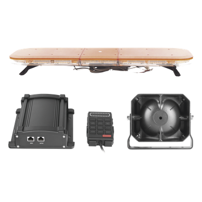 Kit de Señalización de Emergencia / Barra LED 108 LEDs / 13 Patrones de Destello / Sirena 100 W / Bocina 100 W / Controlador Integrado
