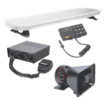 Kit de Equipamiento para Seguridad Pública / Barra LED 88 LEDs G3 / Sirena 100W 7 Tonos / Bocina 100W 8 Ohm / IP65 / SAE / 118 cm (46.5 in)
