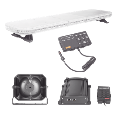 Kit de Señalización para Seguridad Pública / Barra LED 88 LEDs / Sirena 100W / Control de Tráfico Ámbar / IP65 / 45 Patrones de Destello