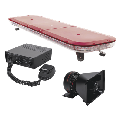 Kit de Señalización para Emergencias / Barra LED 108 Unidades / Sirena 100 W / 13 Patrones de Destello / Bocina Uso Rudo / Control de Tráfico Ámbar
